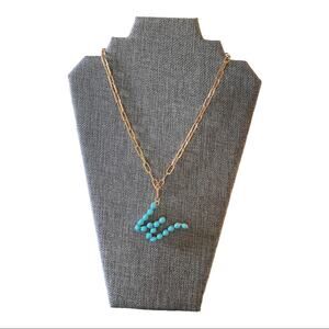 W Initial Pearl Gold Link Necklace Choker Charm